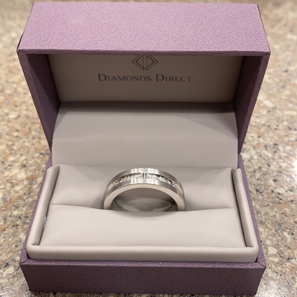 NEW MENS 14K WHITE GOLD DIAMOND MORSE CODE A.JAFFE SIZE 12 WEDDING BAND - Picture 2 of 5